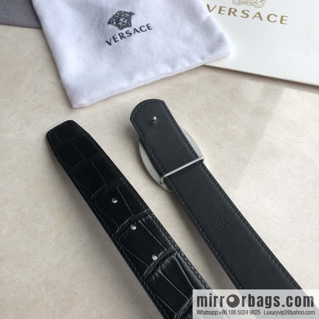 VERSACE Versace, Medusa Flip Metal Buckle 3.5cm Alligator Belt 3.5cm