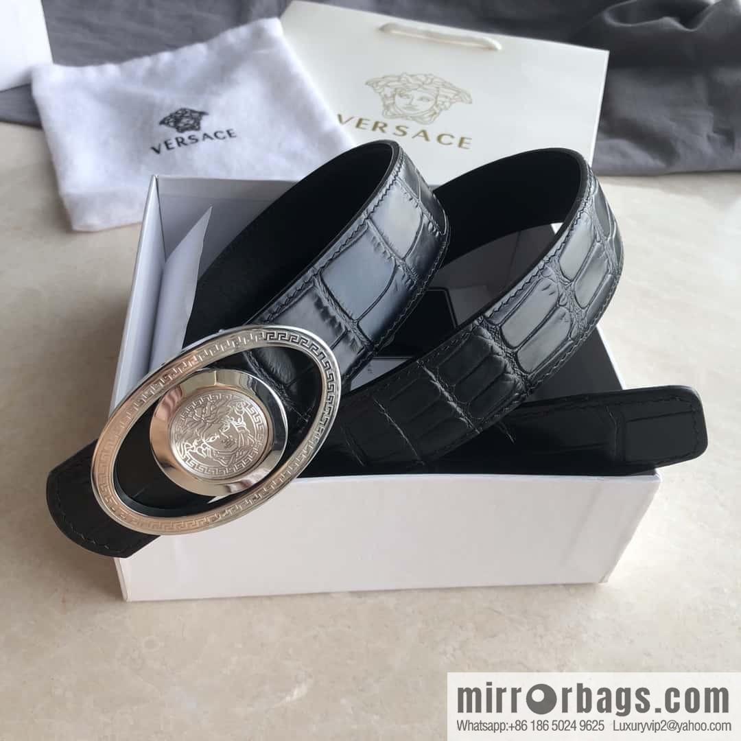 VERSACE Versace, Medusa Flip Metal Buckle 3.5cm Alligator Belt 3.5cm