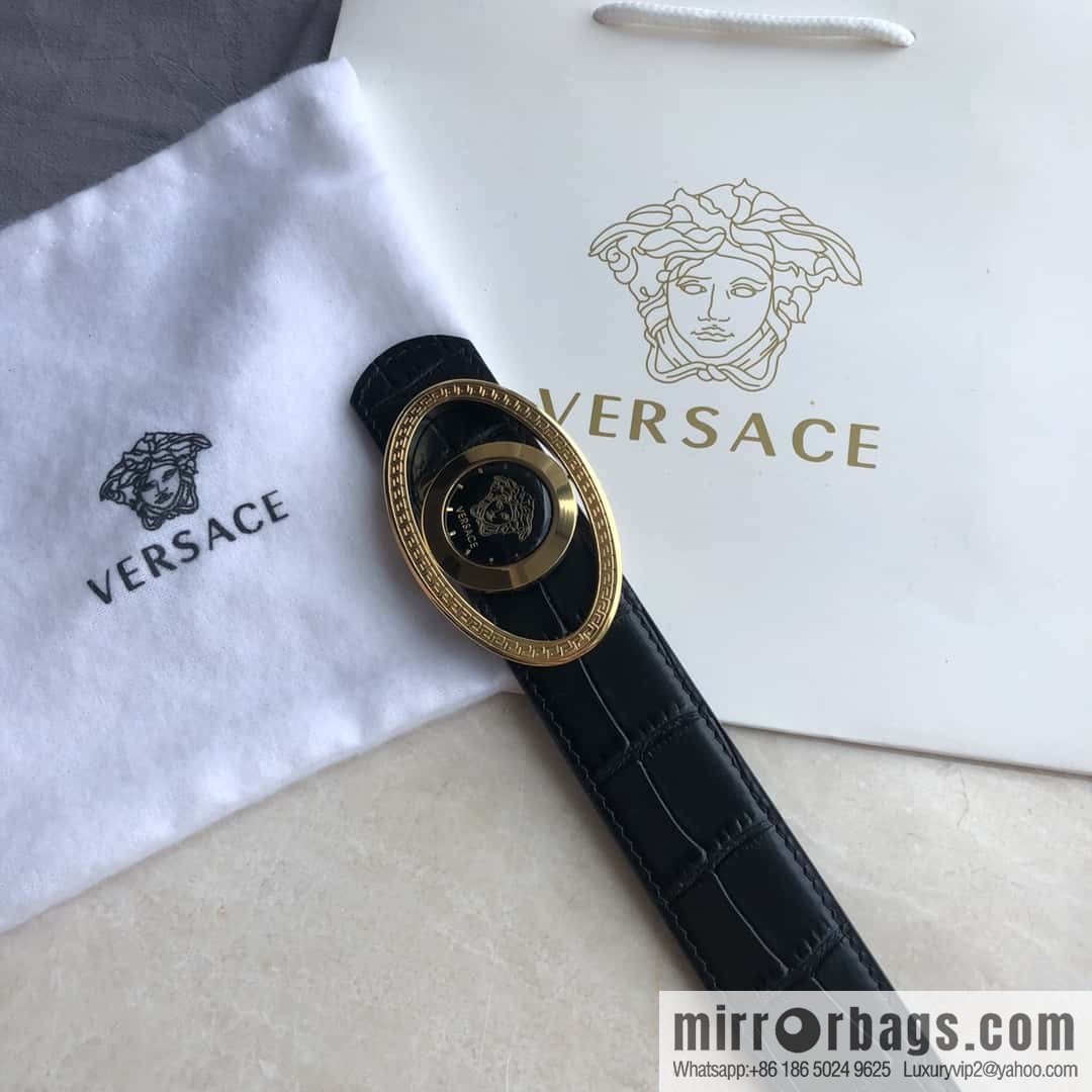 VERSACE Versace, Medusa Flip Metal Buckle 3.5cm Alligator Belt 3.5cm