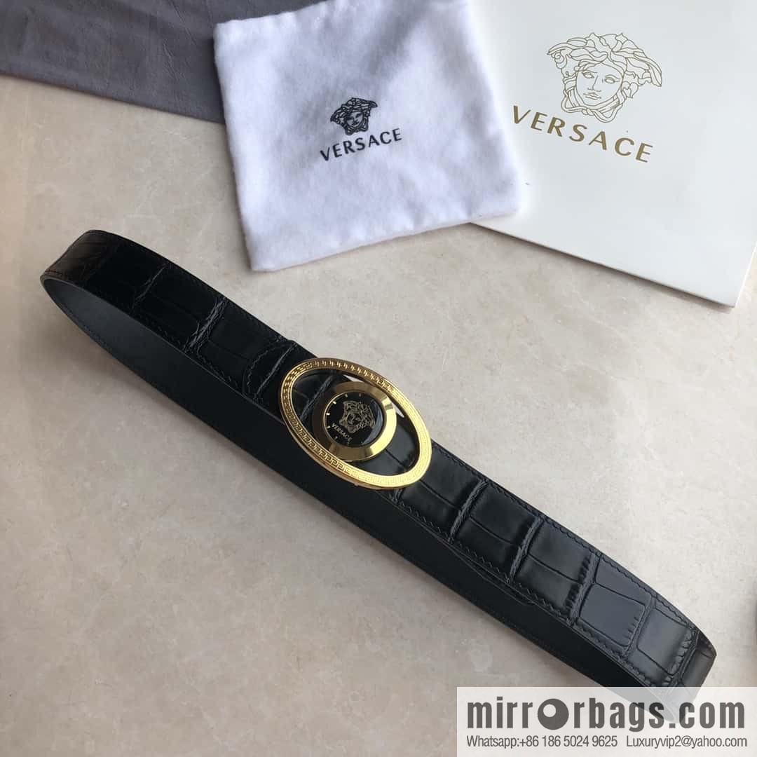 VERSACE Versace, Medusa Flip Metal Buckle 3.5cm Alligator Belt 3.5cm