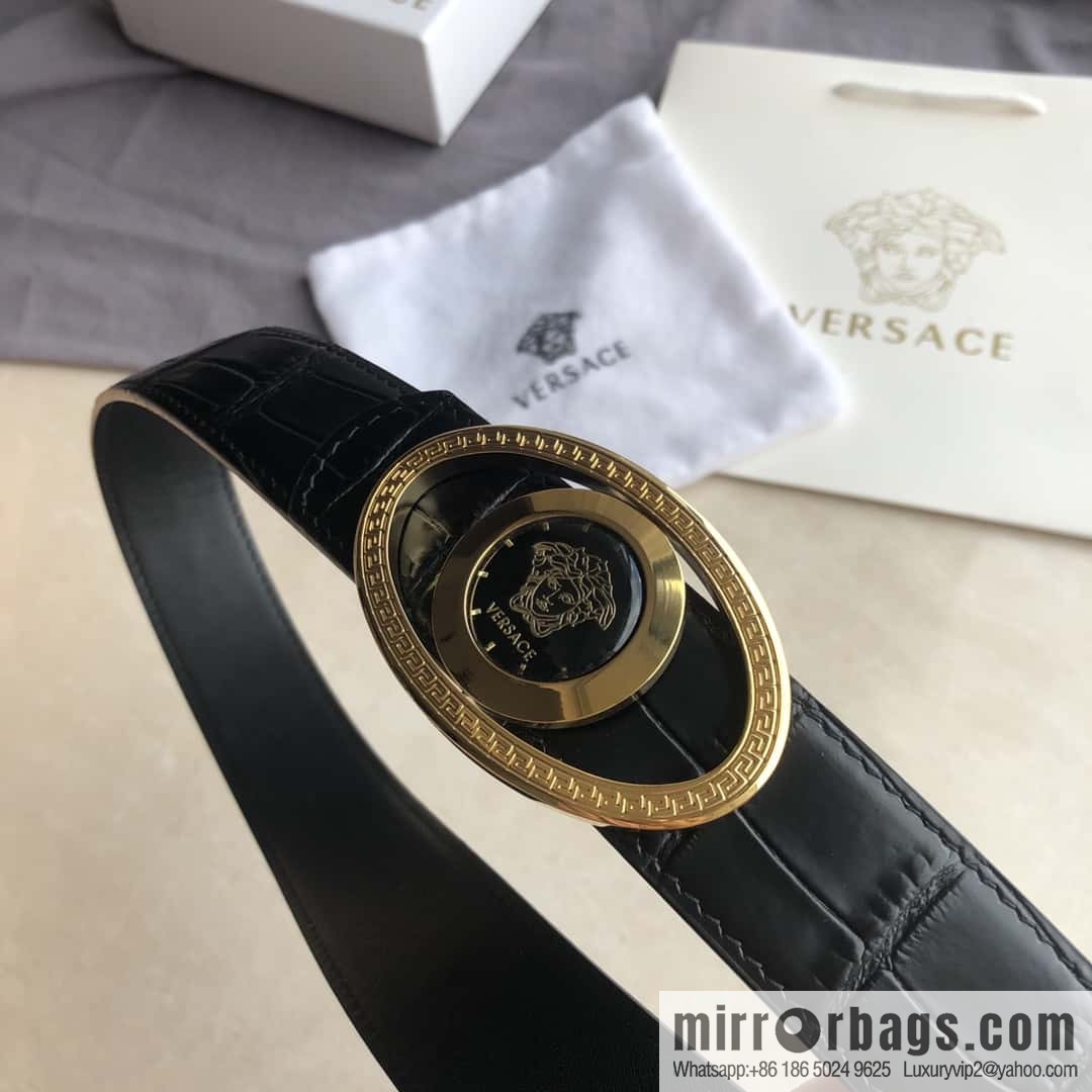 VERSACE Versace, Medusa Flip Metal Buckle 3.5cm Alligator Belt 3.5cm