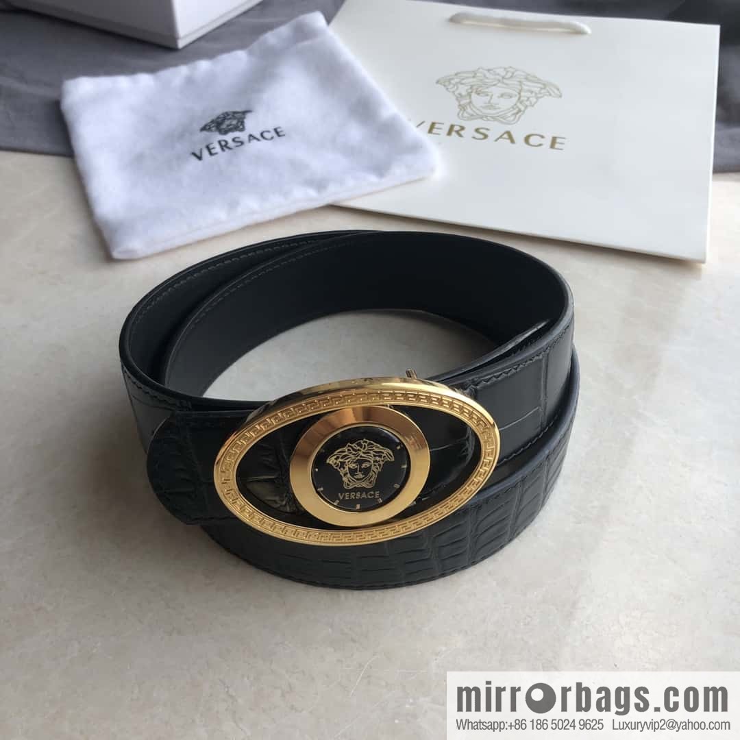 VERSACE Versace, Medusa Flip Metal Buckle 3.5cm Alligator Belt 3.5cm