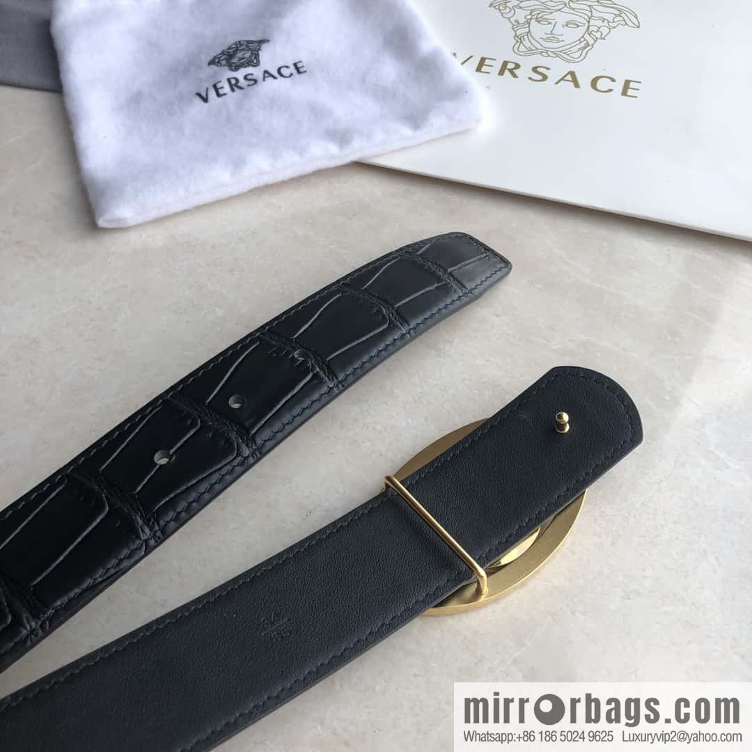 VERSACE Versace, Medusa Flip Metal Buckle 3.5cm Alligator Belt 3.5cm
