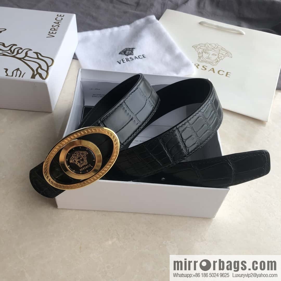 VERSACE Versace, Medusa Flip Metal Buckle 3.5cm Alligator Belt 3.5cm