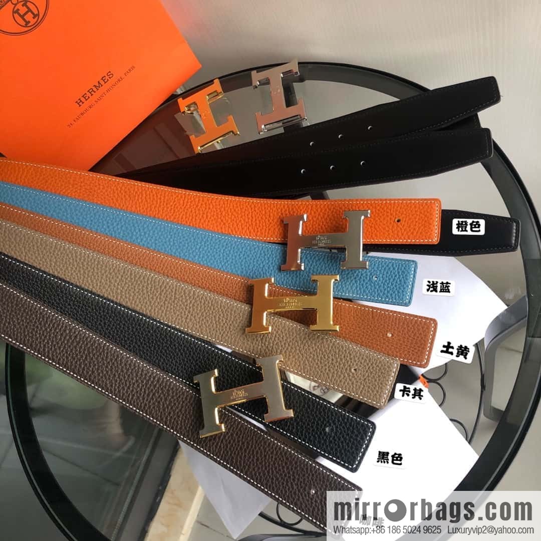 HERMES, double-sided original lychee with solder joint horse-drawn cart 3.8cm belt