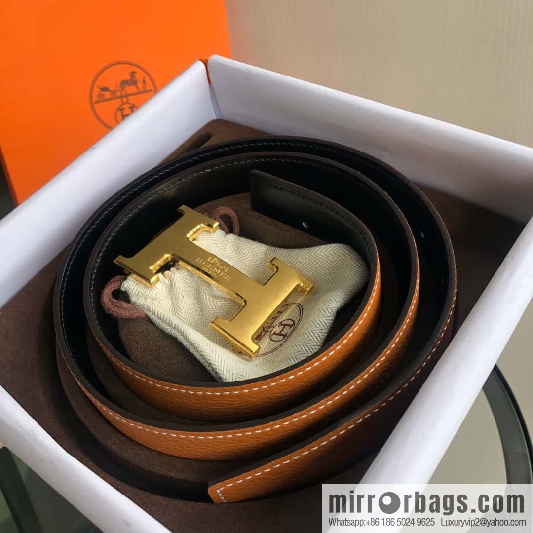 HERMES, double-sided original lychee with solder joint horse-drawn cart 3.8cm belt