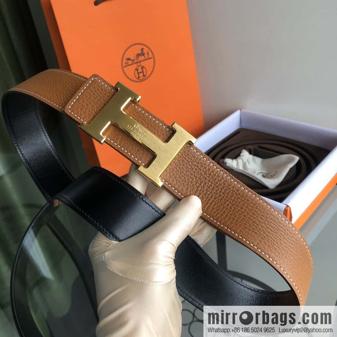 HERMES, double-sided original lychee with solder joint horse-drawn cart 3.8cm belt