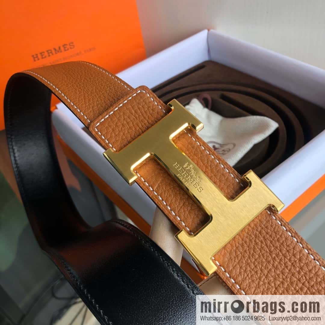HERMES, double-sided original lychee with solder joint horse-drawn cart 3.8cm belt