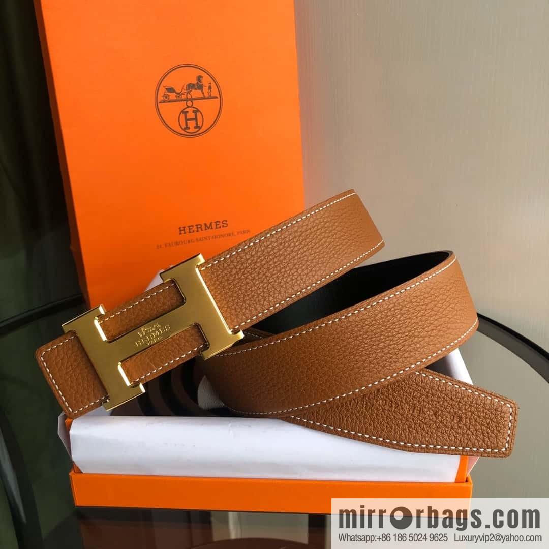 HERMES, double-sided original lychee with solder joint horse-drawn cart 3.8cm belt