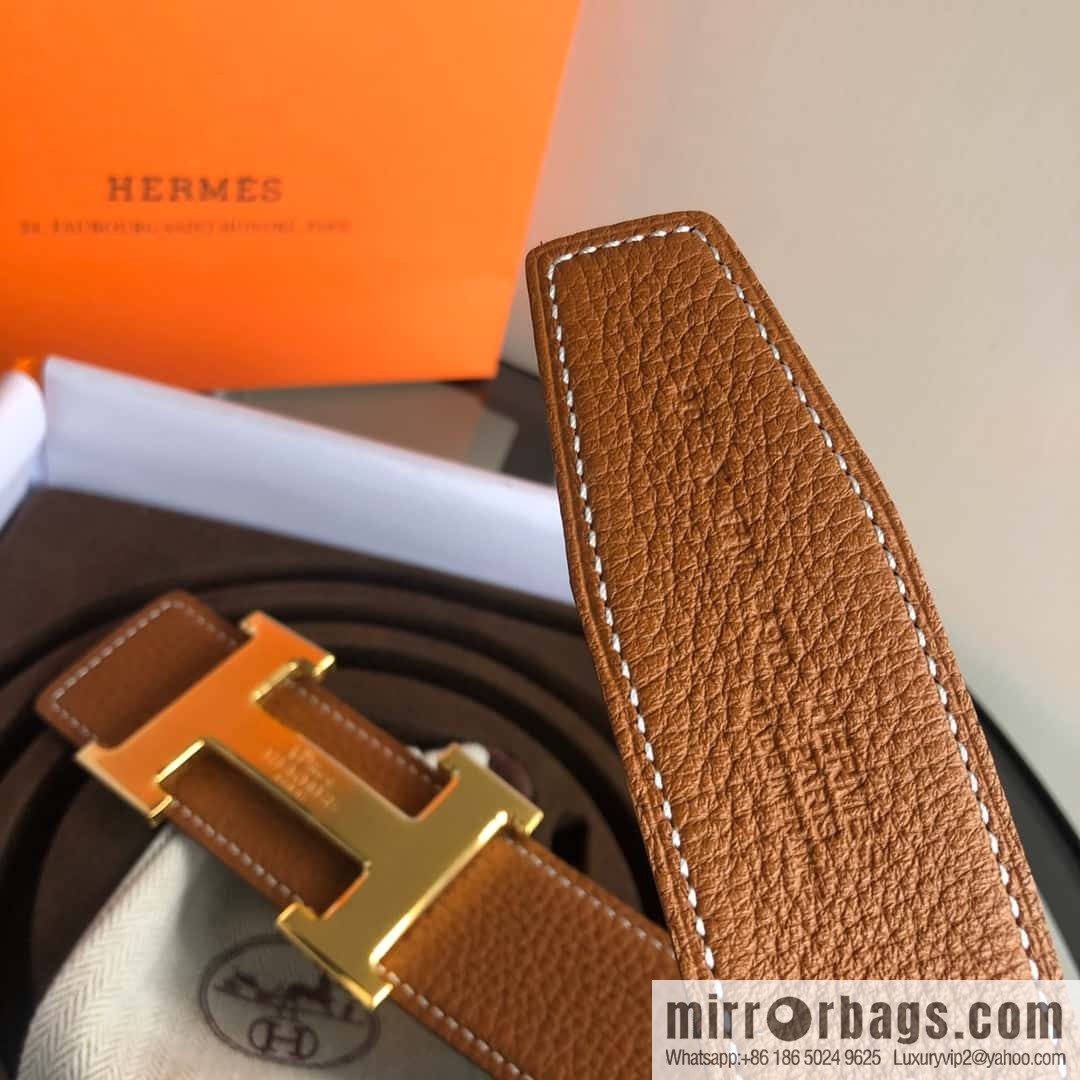 HERMES, double-sided original lychee with solder joint horse-drawn cart 3.8cm belt