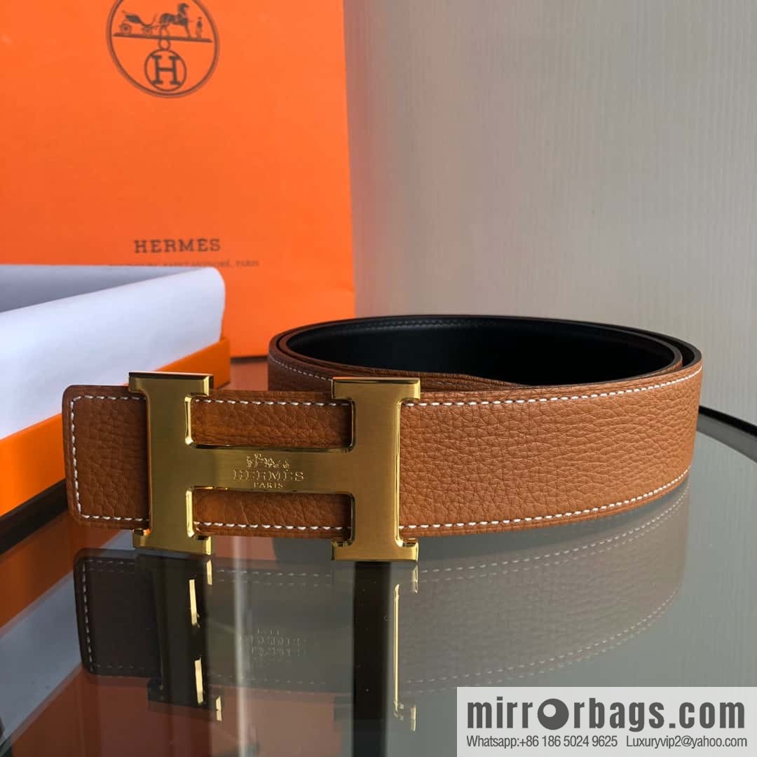 HERMES, double-sided original lychee with solder joint horse-drawn cart 3.8cm belt