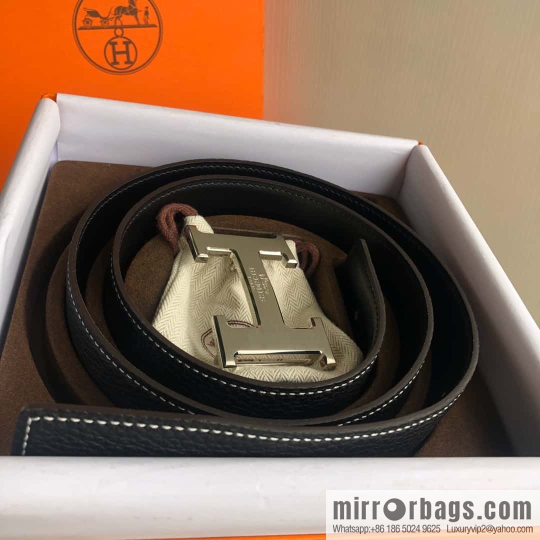 HERMES, double-sided original lychee with solder joint horse-drawn cart 3.8cm belt