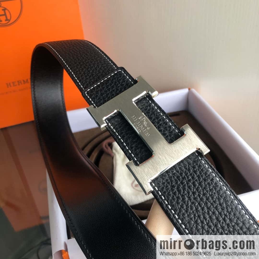 HERMES, double-sided original lychee with solder joint horse-drawn cart 3.8cm belt