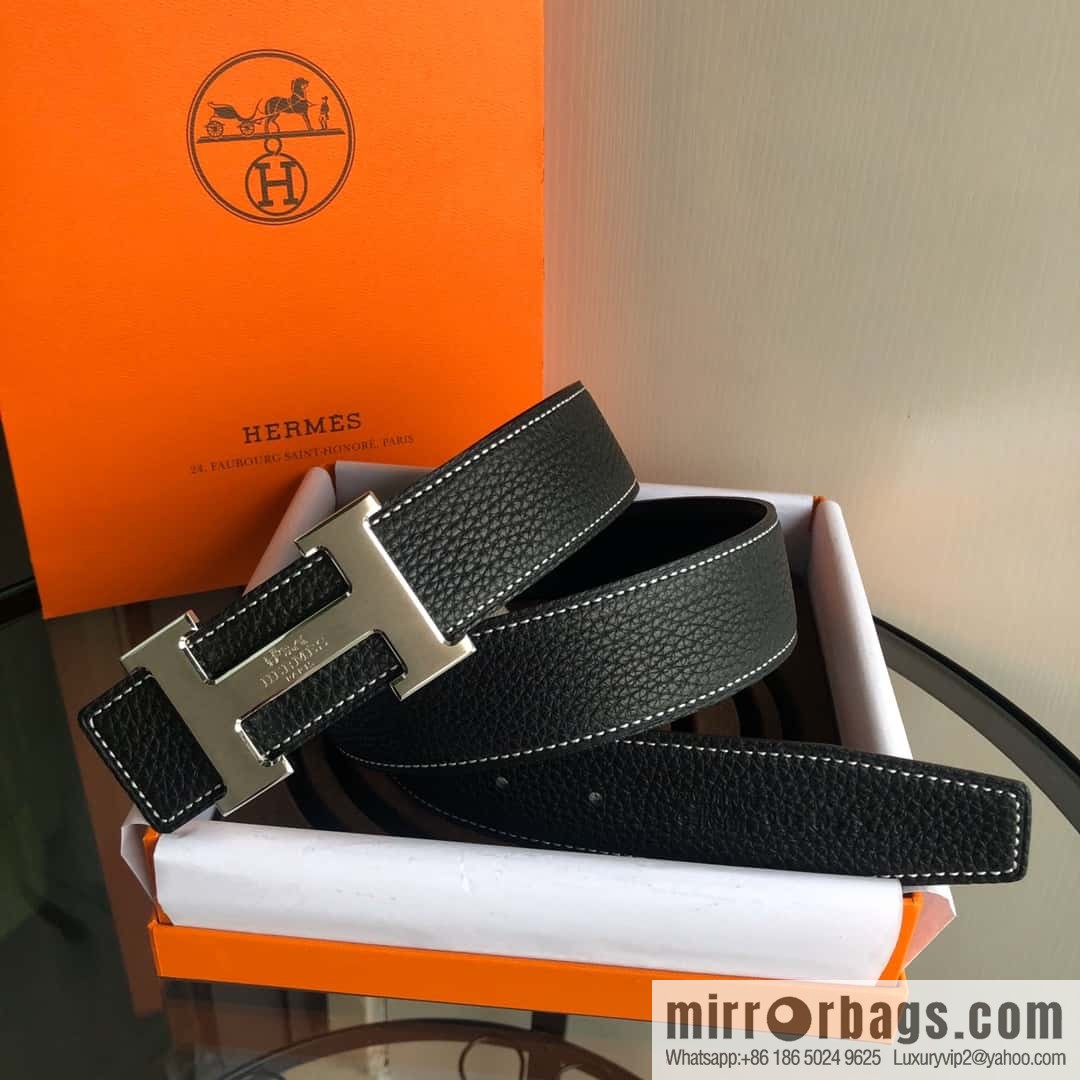 HERMES, double-sided original lychee with solder joint horse-drawn cart 3.8cm belt