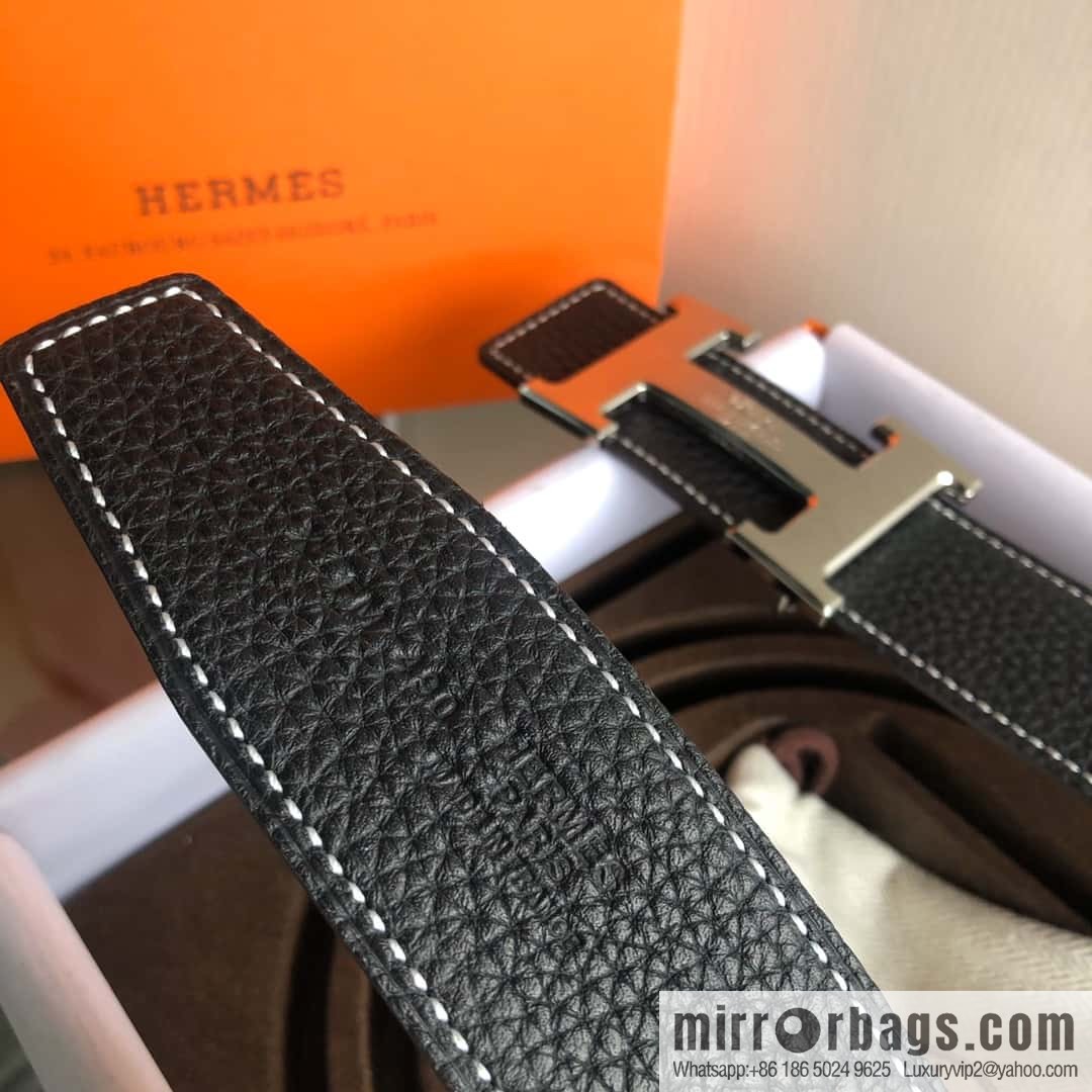 HERMES, double-sided original lychee with solder joint horse-drawn cart 3.8cm belt