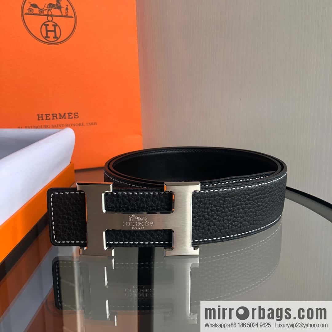 HERMES, double-sided original lychee with solder joint horse-drawn cart 3.8cm belt