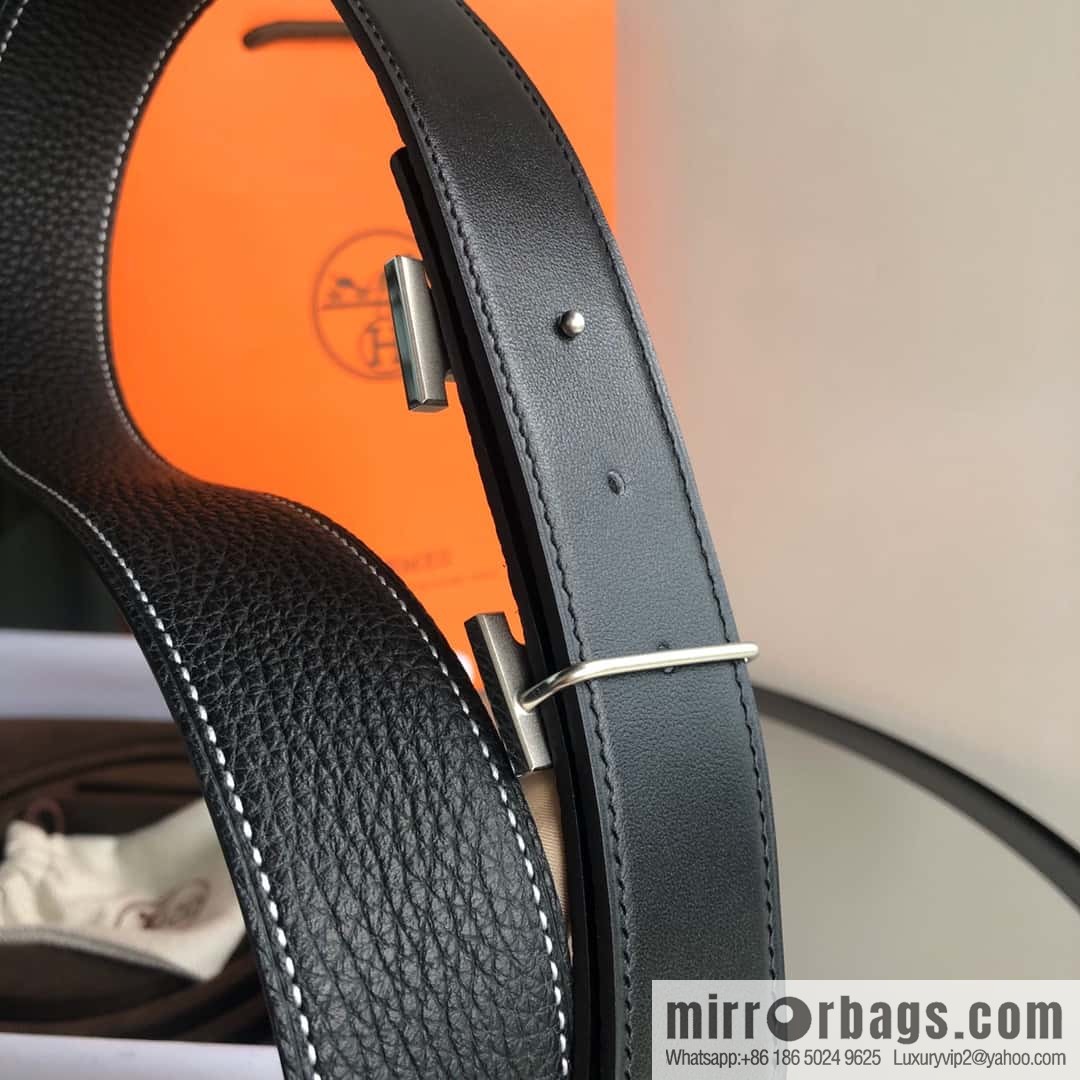 HERMES, double-sided original lychee with solder joint horse-drawn cart 3.8cm belt