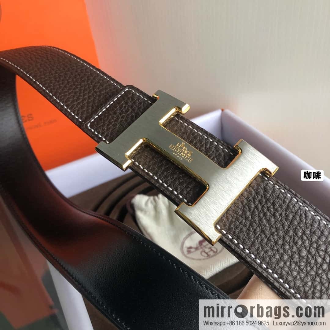 HERMES, double-sided original lychee with solder joint horse-drawn cart 3.8cm belt
