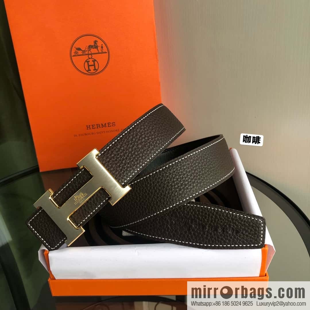 HERMES, double-sided original lychee with solder joint horse-drawn cart 3.8cm belt