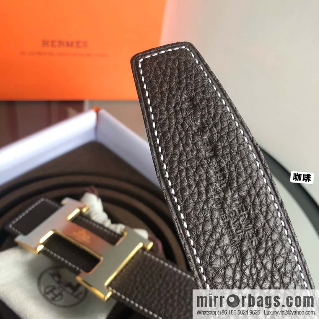 HERMES, double-sided original lychee with solder joint horse-drawn cart 3.8cm belt