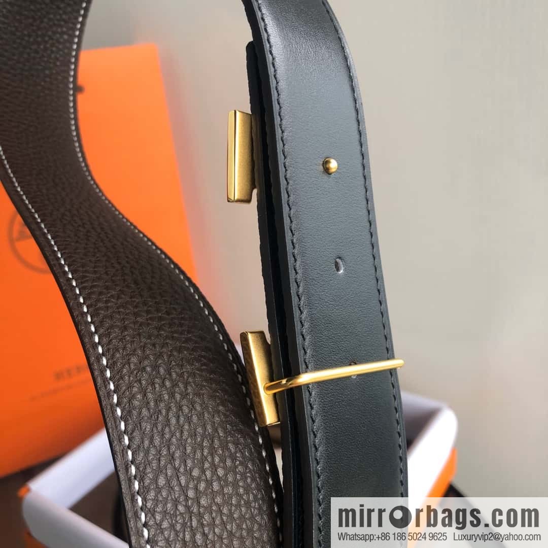 HERMES, double-sided original lychee with solder joint horse-drawn cart 3.8cm belt