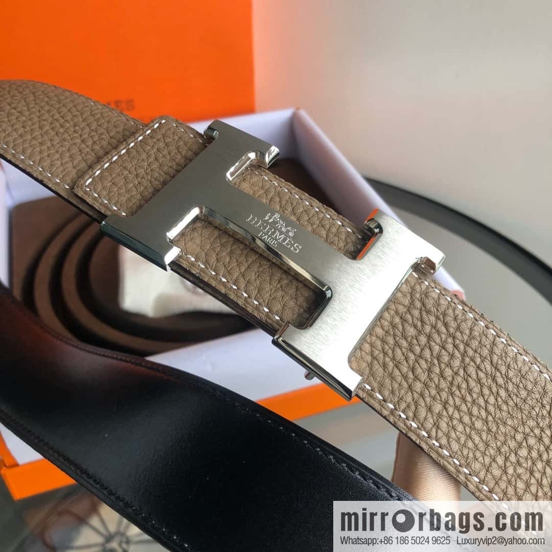 HERMES, double-sided original lychee with solder joint horse-drawn cart 3.8cm belt