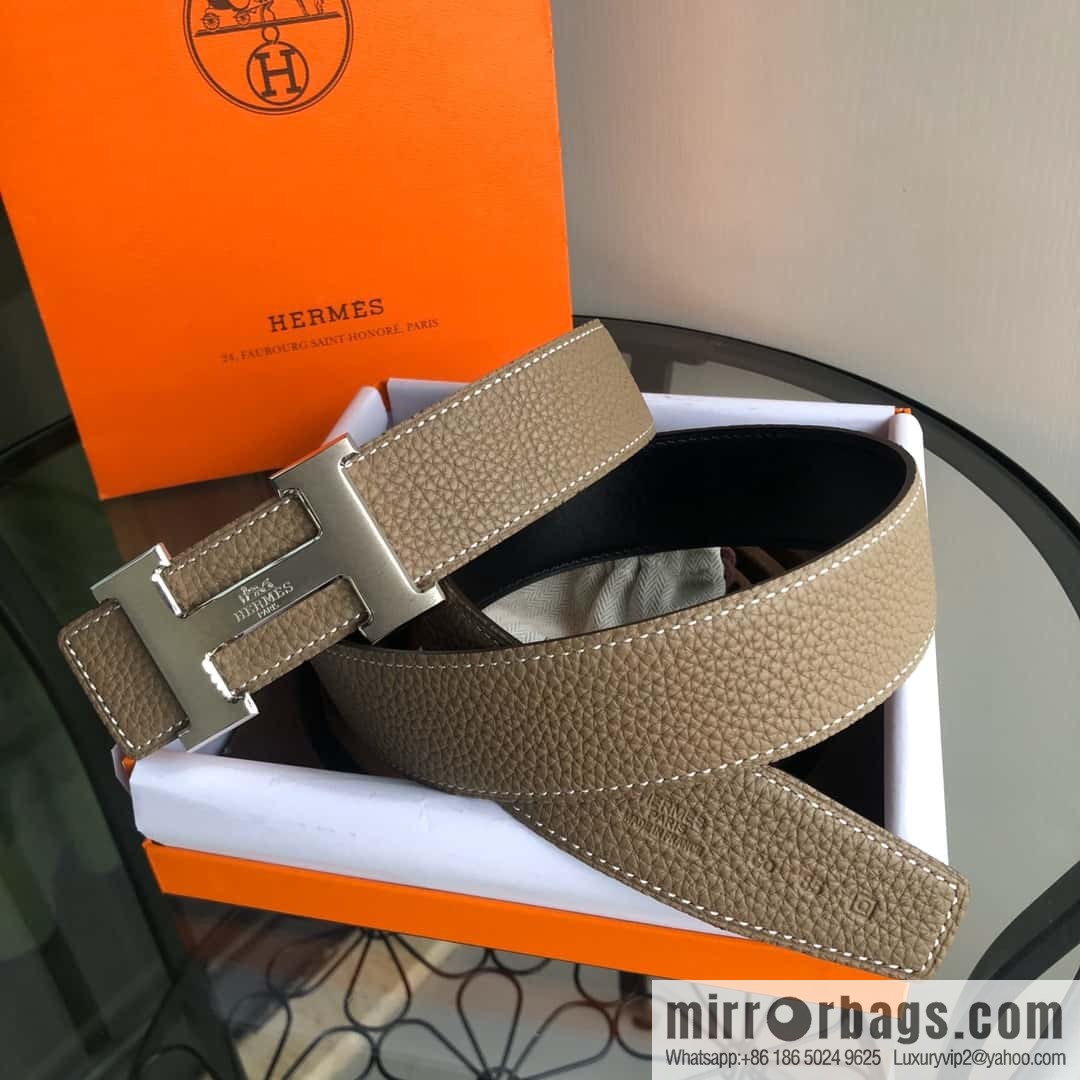 HERMES, double-sided original lychee with solder joint horse-drawn cart 3.8cm belt