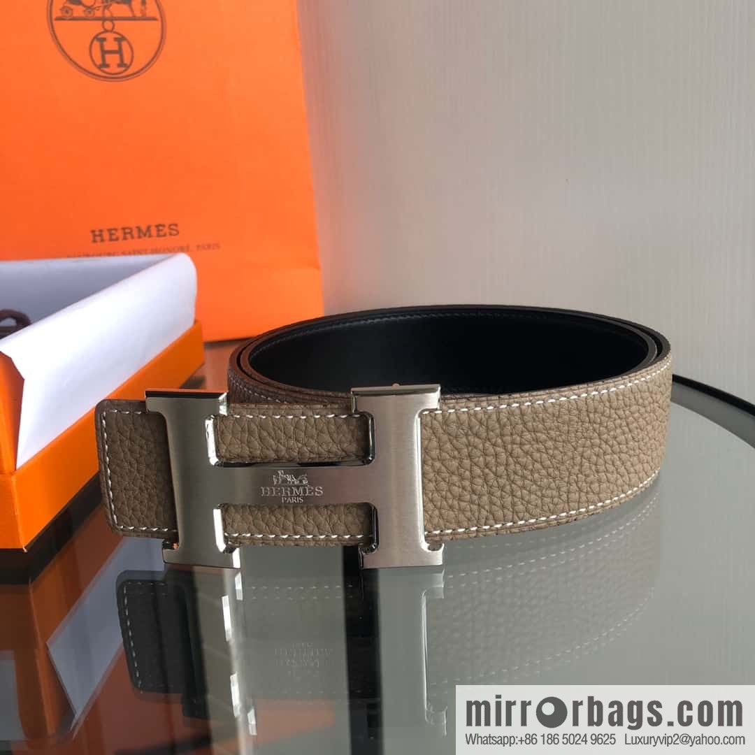 HERMES, double-sided original lychee with solder joint horse-drawn cart 3.8cm belt