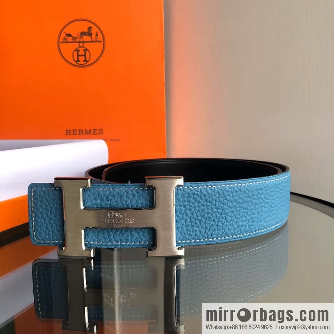 HERMES, double-sided original lychee with solder joint horse-drawn cart 3.8cm belt