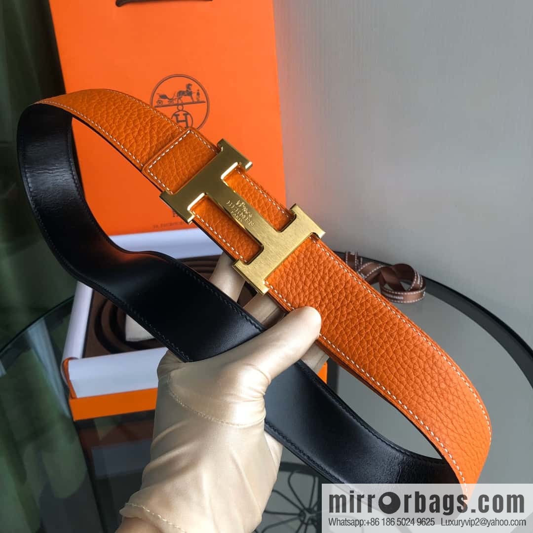 HERMES, double-sided original lychee with solder joint horse-drawn cart 3.8cm belt
