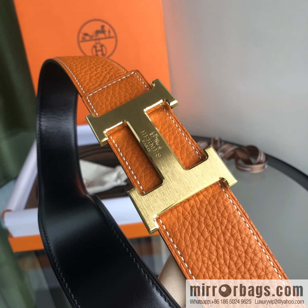 HERMES, double-sided original lychee with solder joint horse-drawn cart 3.8cm belt