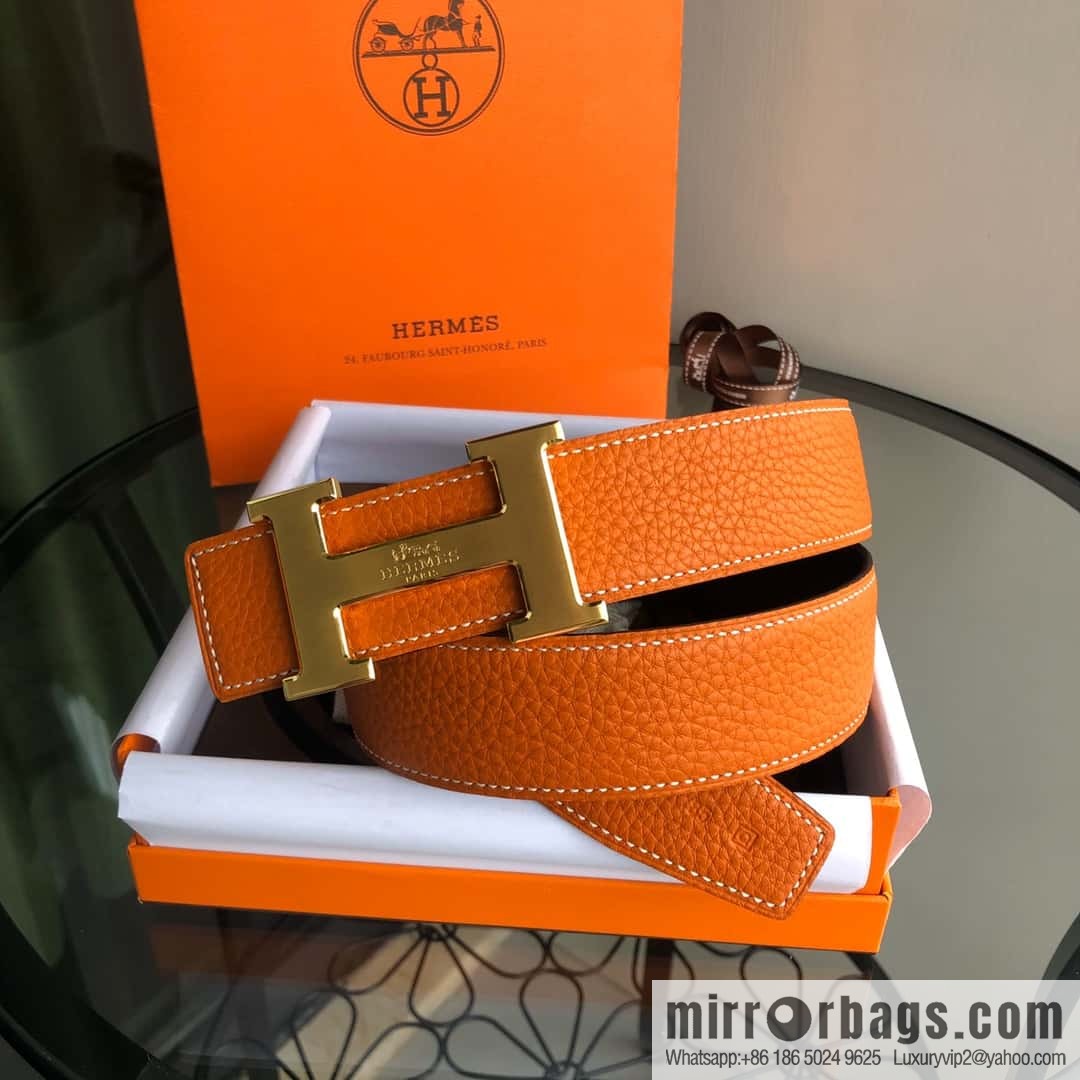 HERMES, double-sided original lychee with solder joint horse-drawn cart 3.8cm belt
