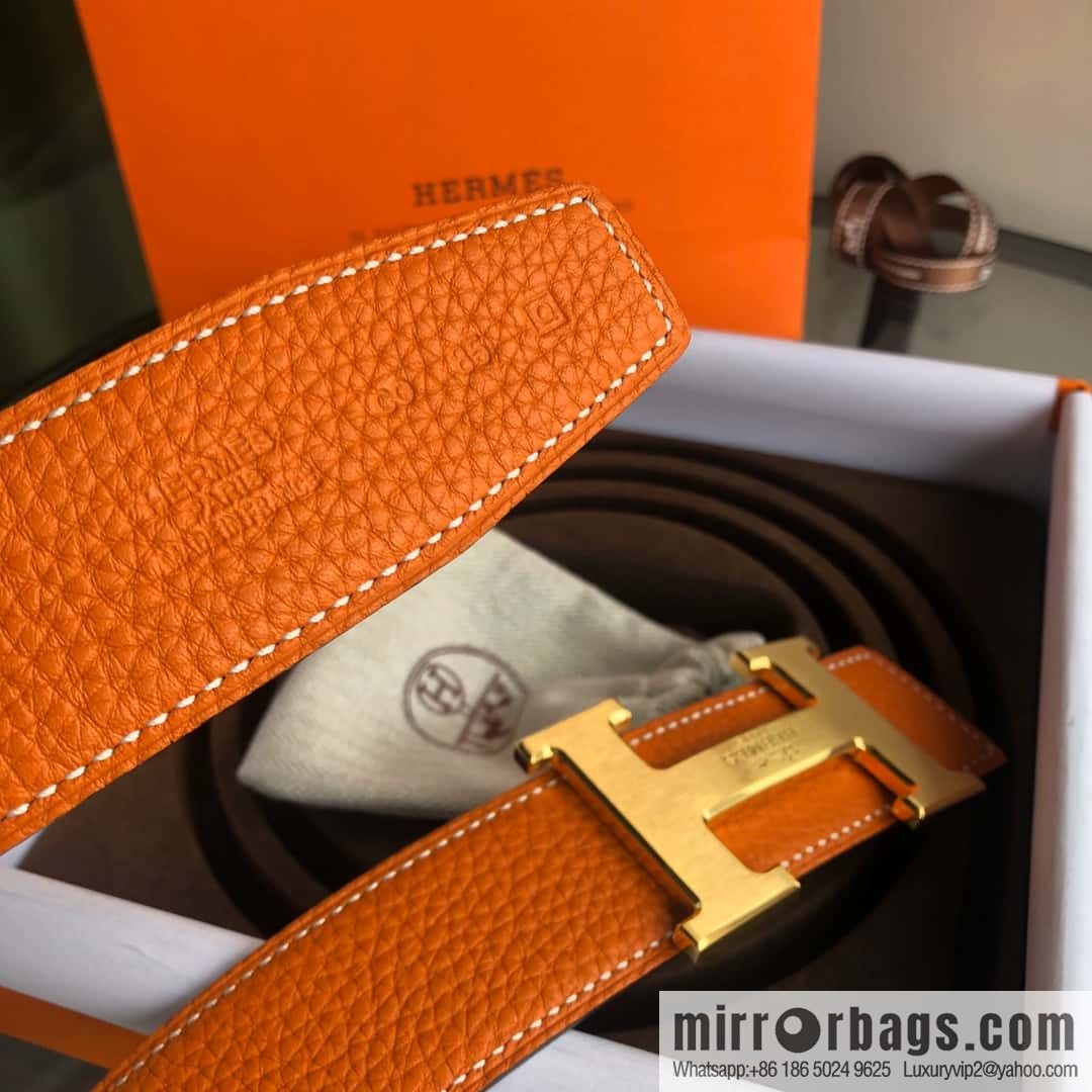 HERMES, double-sided original lychee with solder joint horse-drawn cart 3.8cm belt