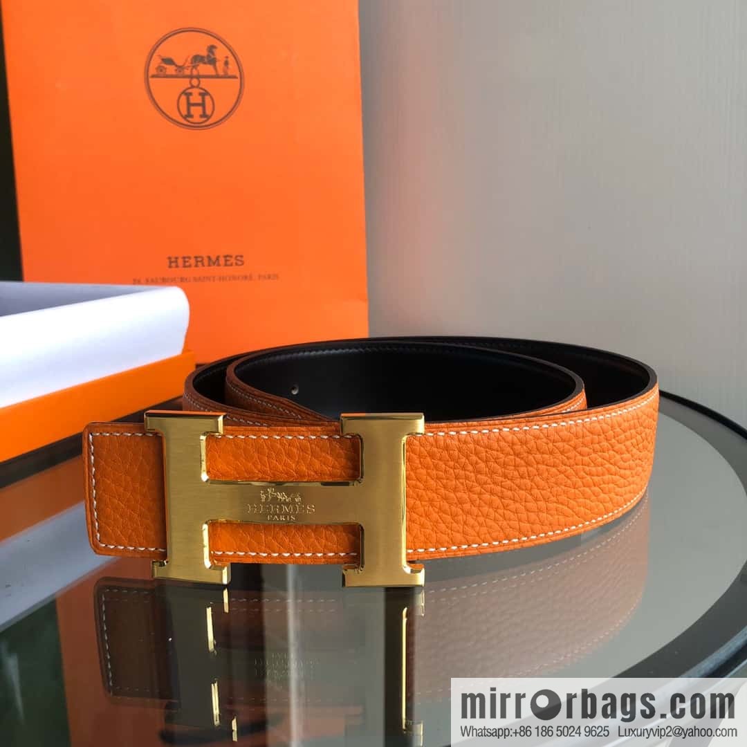 HERMES, double-sided original lychee with solder joint horse-drawn cart 3.8cm belt