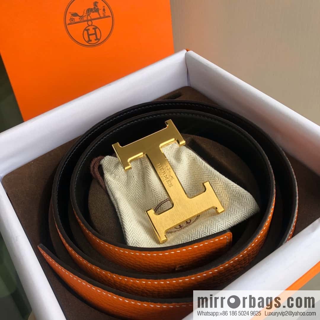 HERMES, double-sided original lychee with solder joint horse-drawn cart 3.8cm belt