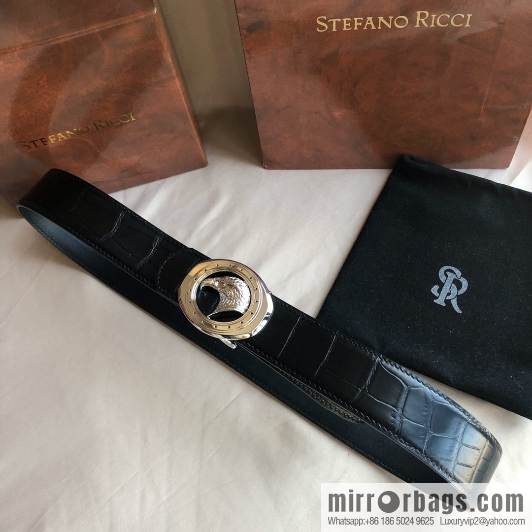 Stefano Ricci Stephen, Stainless Steel Eagle Buckle 3.8cm Alligator Belt