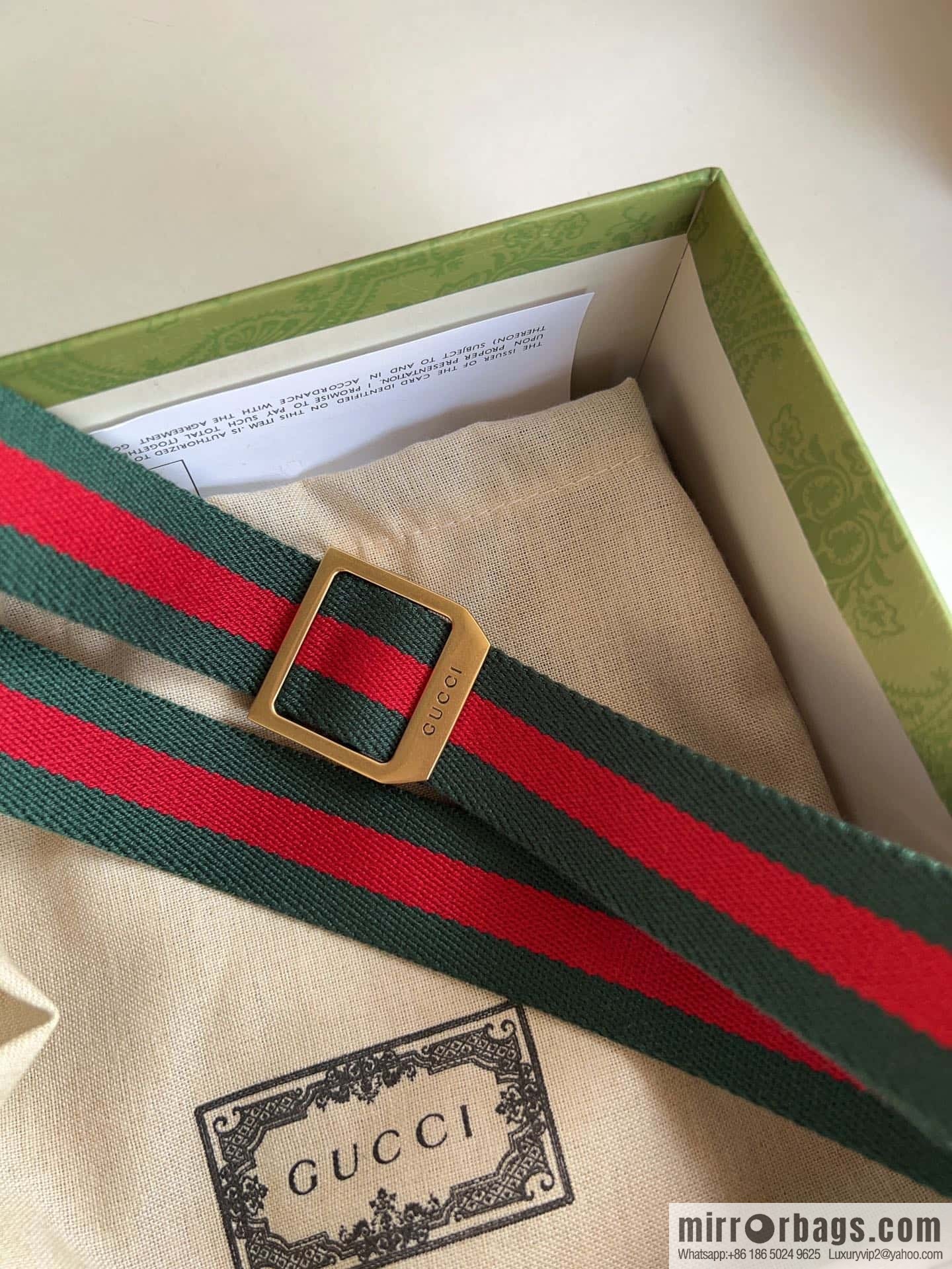 Gucci22FW Rectangle Buckle Blue Red Ribbon Belt