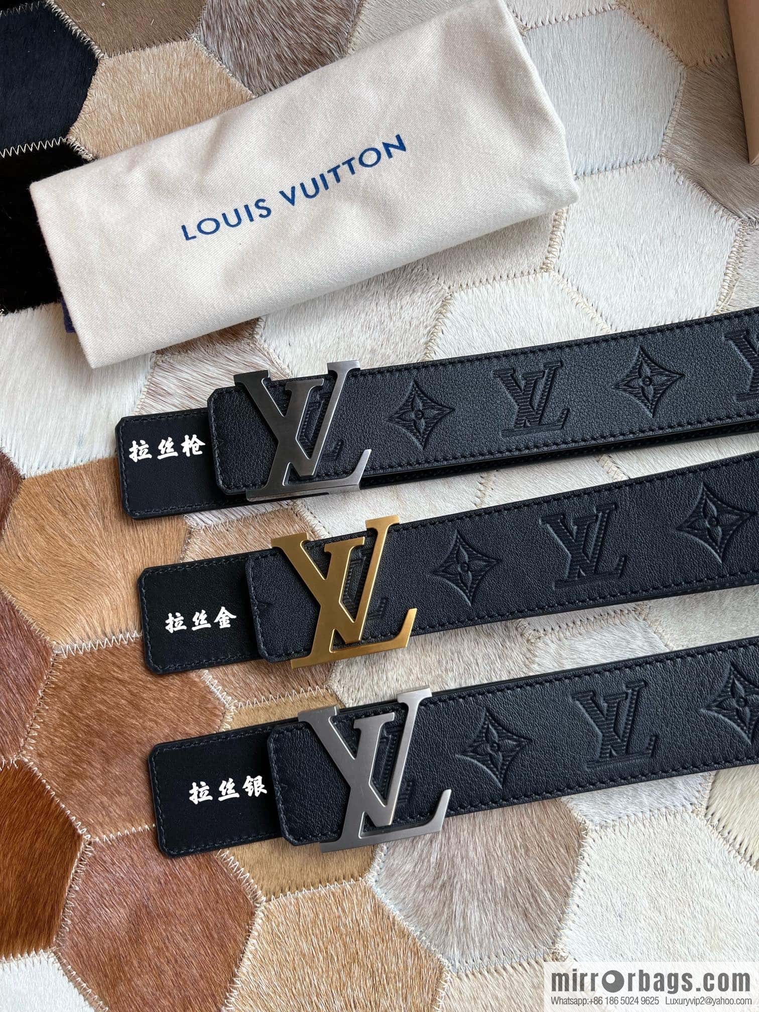 LV/Louis Vuitton, letter metal buckle cowhide embossed belt 40mm.