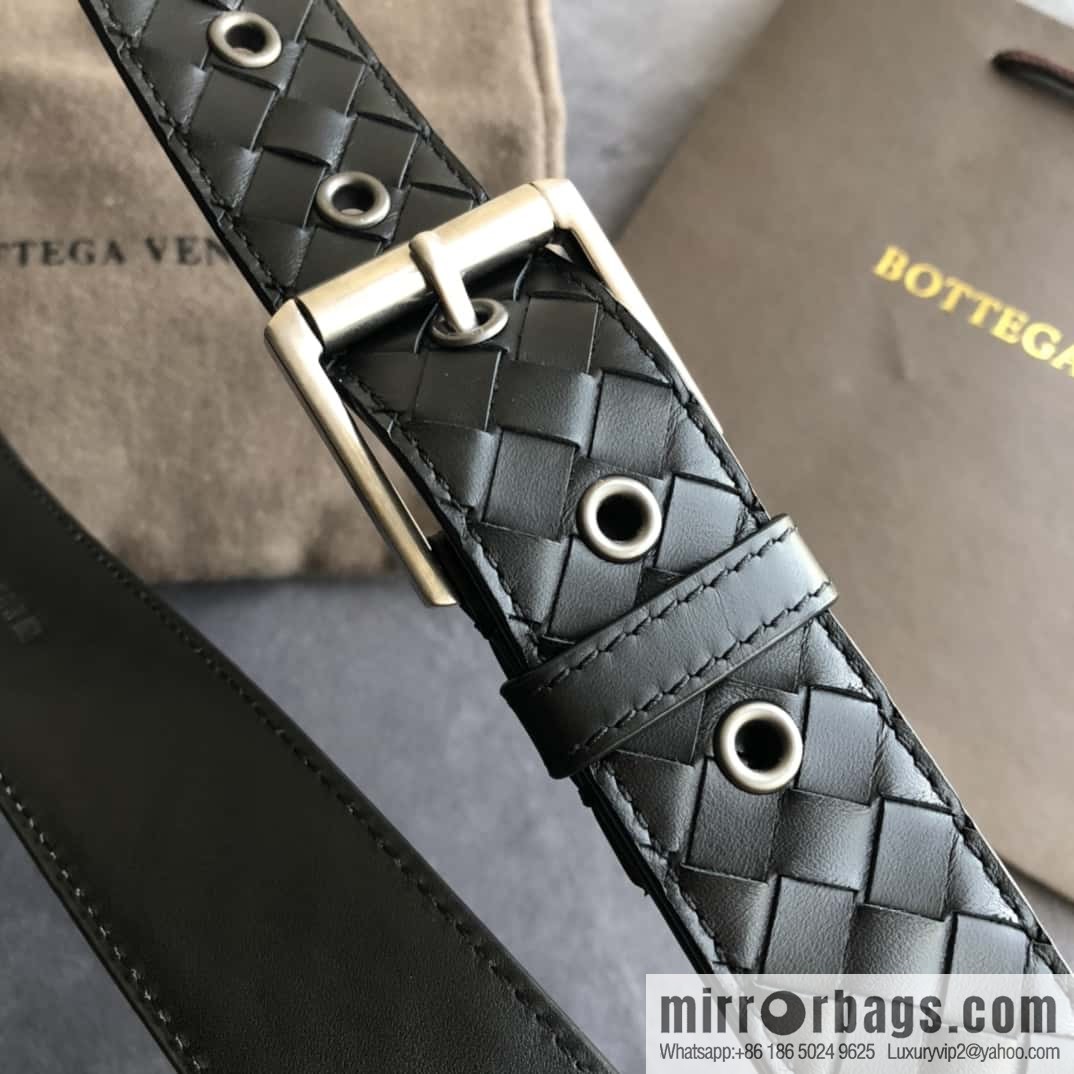 Bottega Veneta Butterfly Replica Luxury Handbag, Men's Handwoven First Layer Cowhide Needle Buckle Belt 3.5cm