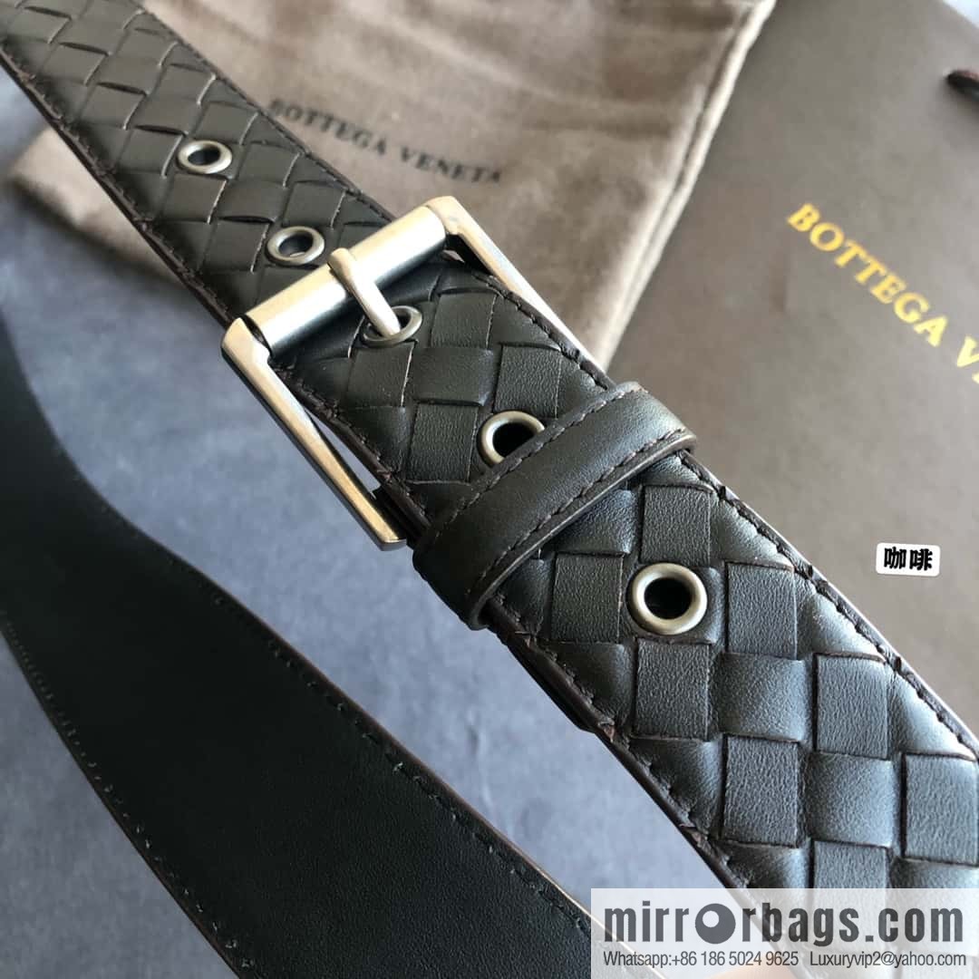 Bottega Veneta Butterfly Replica Luxury Handbag, Men's Handwoven First Layer Cowhide Needle Buckle Belt 3.5cm