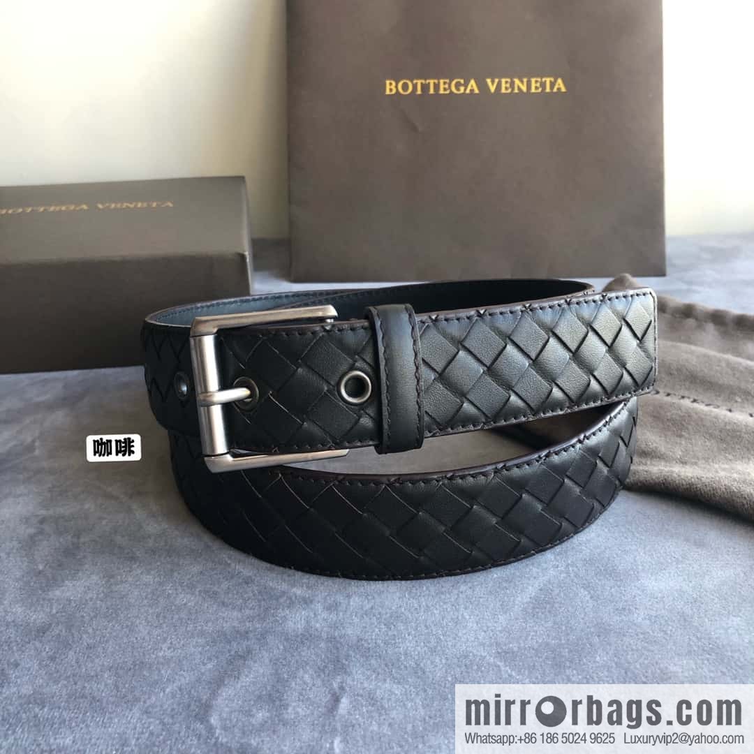 Bottega Veneta Butterfly Replica Luxury Handbag, Men's Handwoven First Layer Cowhide Needle Buckle Belt 3.5cm