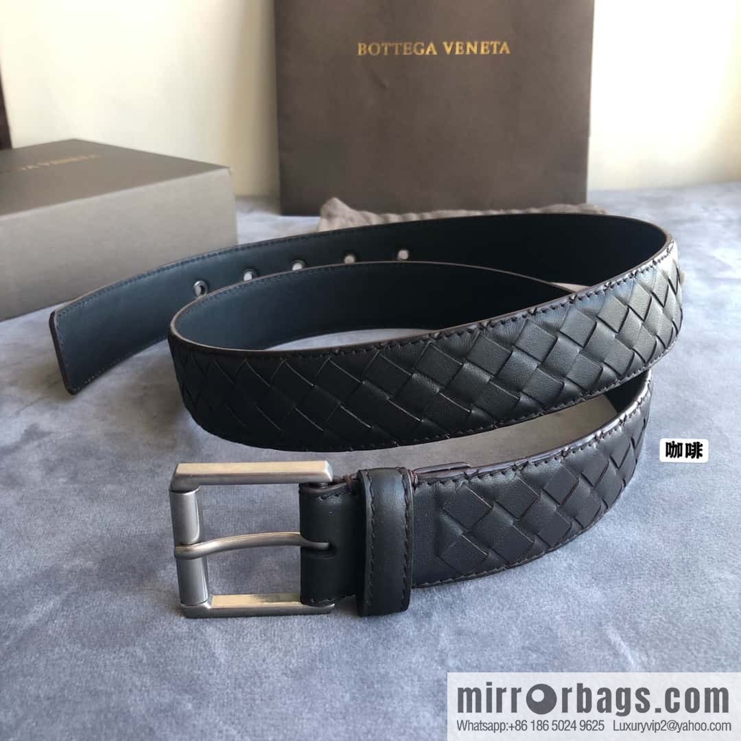 Bottega Veneta Butterfly Replica Luxury Handbag, Men's Handwoven First Layer Cowhide Needle Buckle Belt 3.5cm