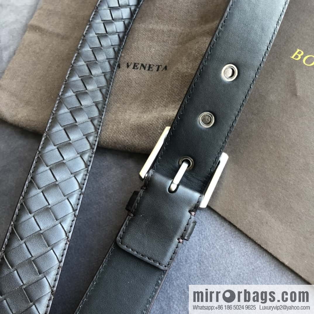 Bottega Veneta Butterfly Replica Luxury Handbag, Men's Handwoven First Layer Cowhide Needle Buckle Belt 3.5cm
