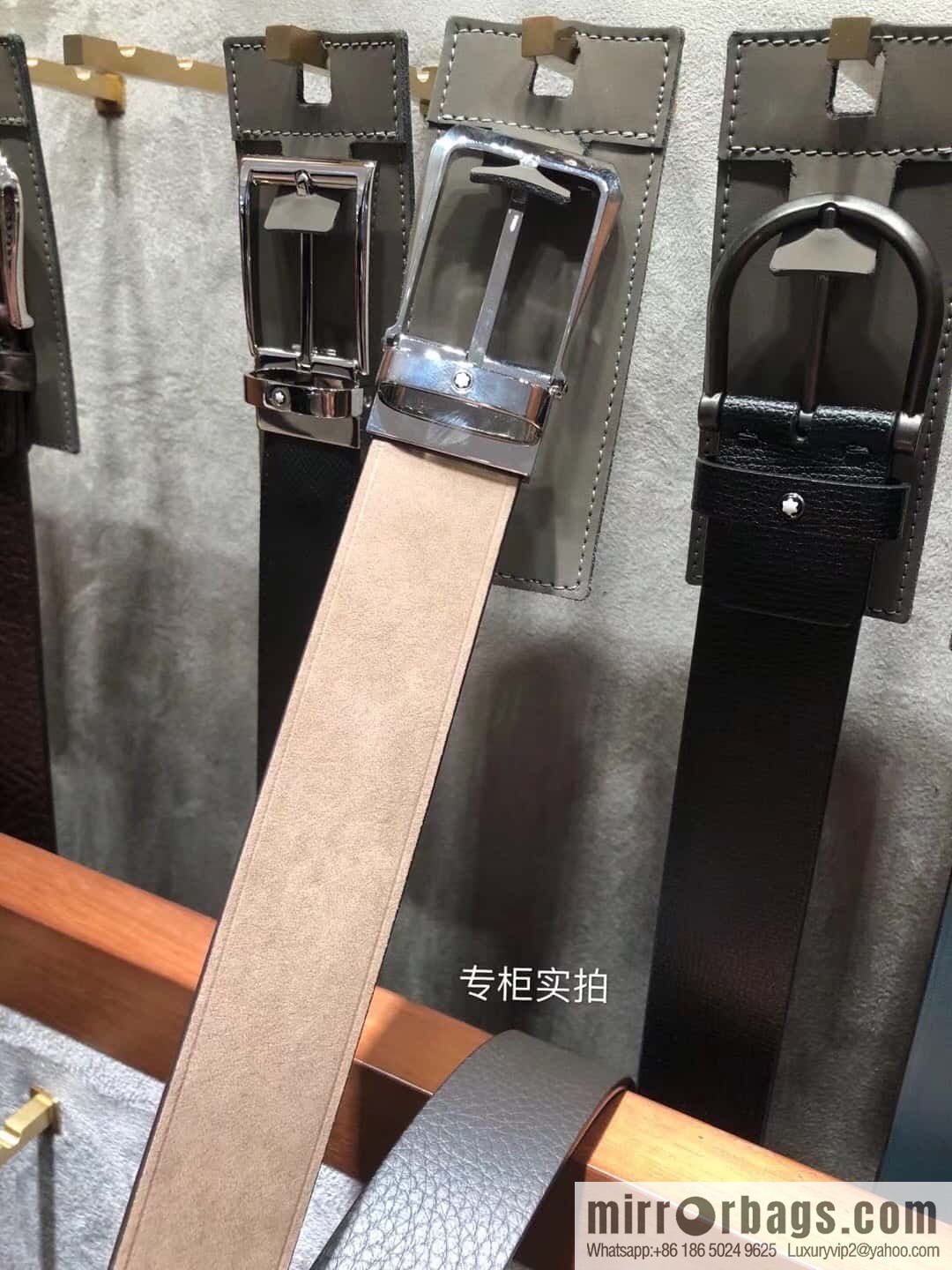 MONTBLANC Montblanc 3.5cm suede color-changing leather with the first layer of swinging cowhide pin buckle belt