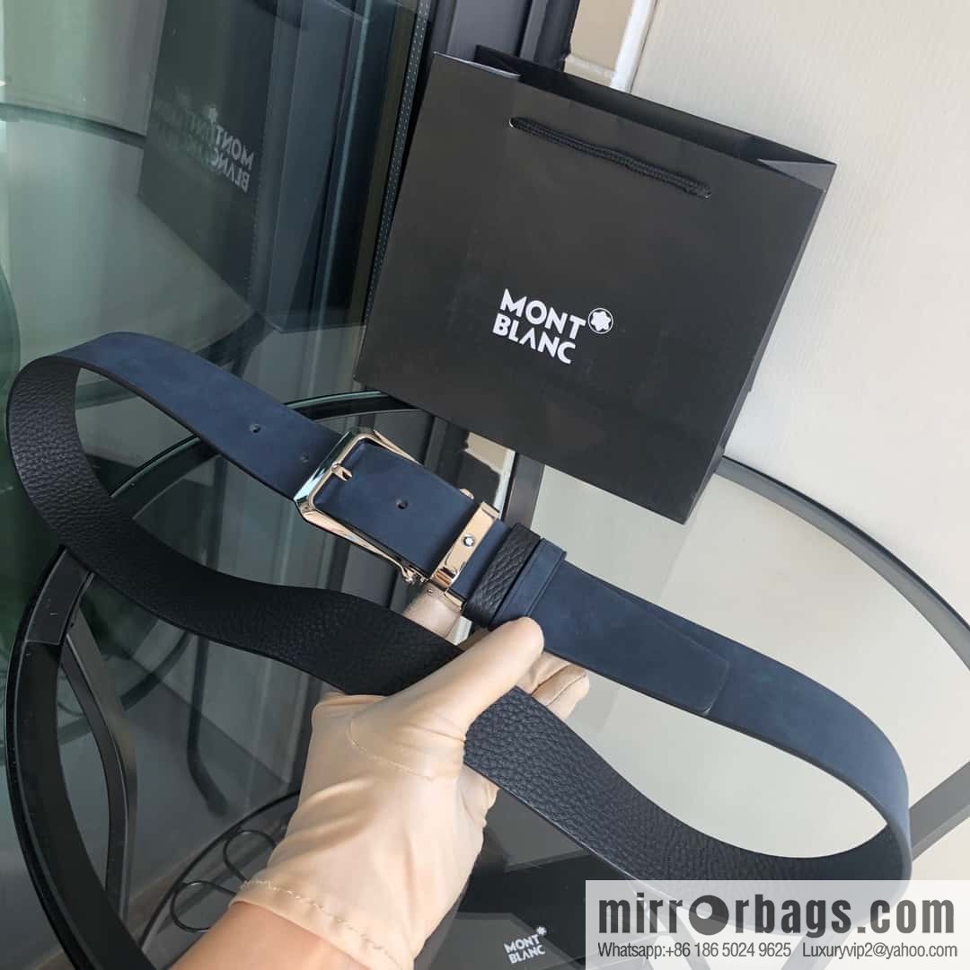 MONTBLANC Montblanc 3.5cm suede color-changing leather with the first layer of swinging cowhide pin buckle belt