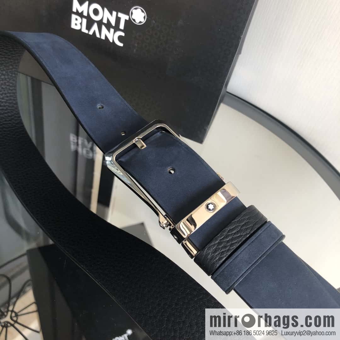 MONTBLANC Montblanc 3.5cm suede color-changing leather with the first layer of swinging cowhide pin buckle belt