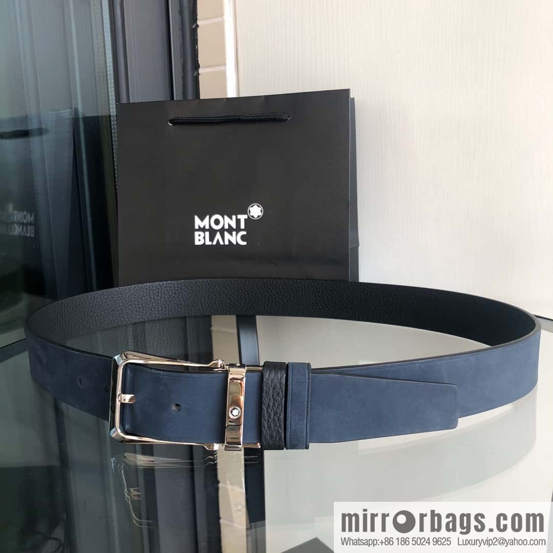 MONTBLANC Montblanc 3.5cm suede color-changing leather with the first layer of swinging cowhide pin buckle belt