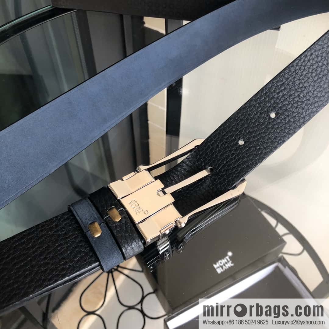 MONTBLANC Montblanc 3.5cm suede color-changing leather with the first layer of swinging cowhide pin buckle belt
