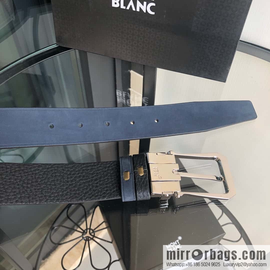 MONTBLANC Montblanc 3.5cm suede color-changing leather with the first layer of swinging cowhide pin buckle belt
