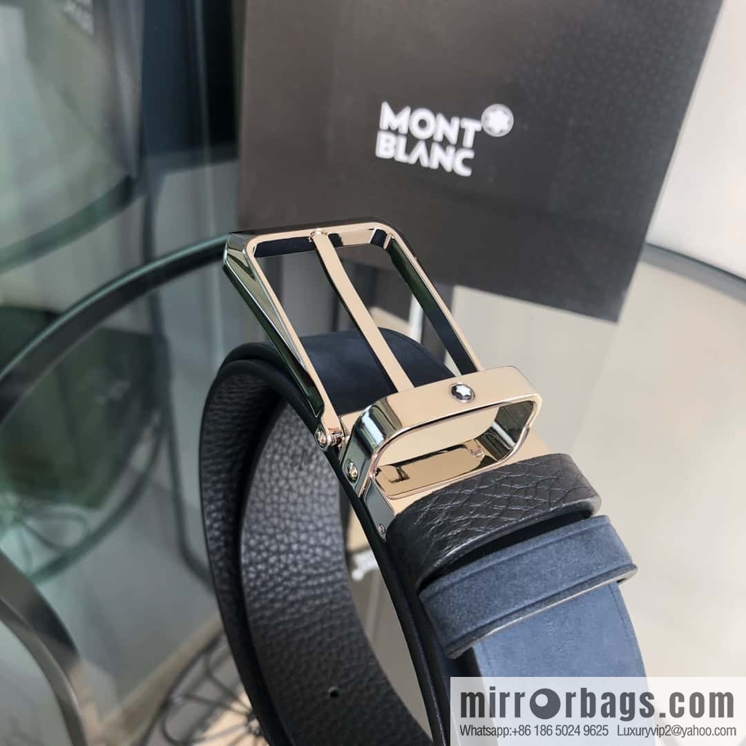 MONTBLANC Montblanc 3.5cm suede color-changing leather with the first layer of swinging cowhide pin buckle belt